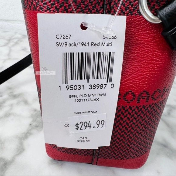 Coach Mini Town Bucket Bag Crossbody With Buffalo Plaid Print - Picture 9 of 10